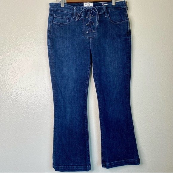 FRAME Le Crop Mini Boot Lace Up Jeans Hayworth - Picture 9 of 10